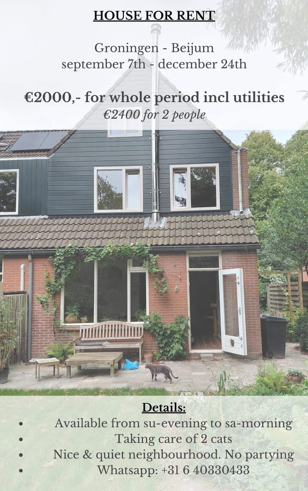 Furnished Apartment Grevingaheerd, Groningen - For Rent