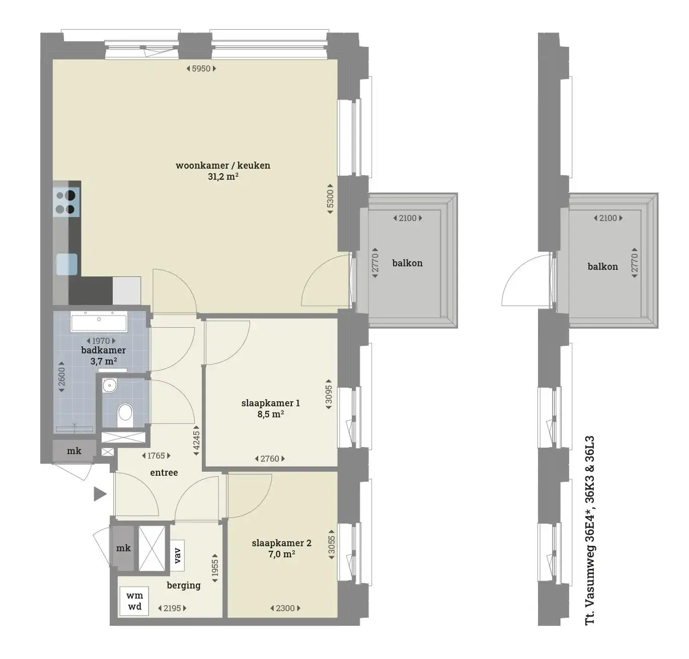 Tt. Vasumweg 36-M3, Amsterdam - 2-kamerappartement (Het Dok)